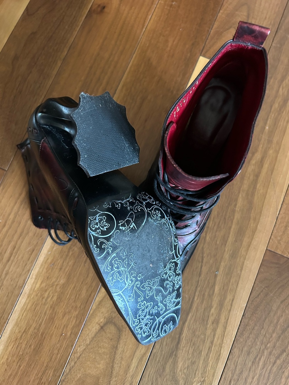 Vintage/Y2K John Fluevog Rococo “Dame Agnus” Lace up Boots Size 7.5 - Picture 6 of 10